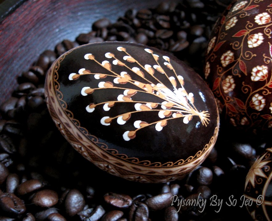 Pussywillows Etched Brown Ukrainian Easter Egg Pysanky By So Jeo